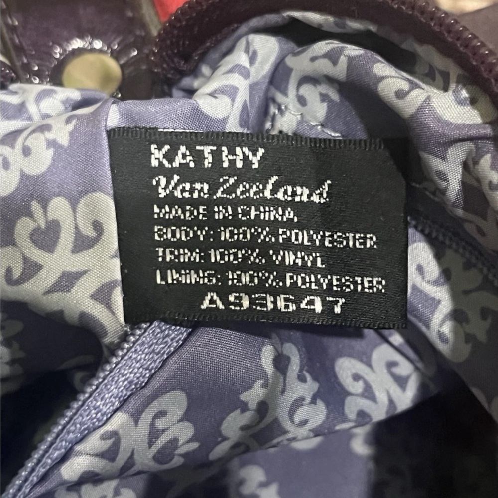 Kathy Van Zeeland Y2K Hobo Boho Red Black Purple Floral Fabric Gem Accents Bag - Picture 9 of 10